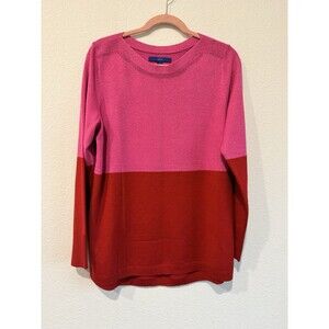 Apt. 9 Women's Pink Red Pullover Long Sleeve Knit Sweater Round Neck Size Large